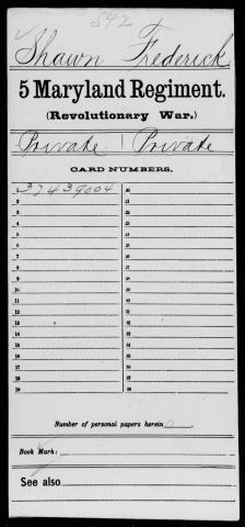 Frederick Shawhan's Muster Roll