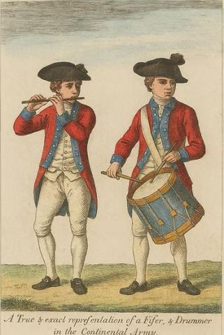 Illustration of a Fifer and Drummer of the Revolutionary War.